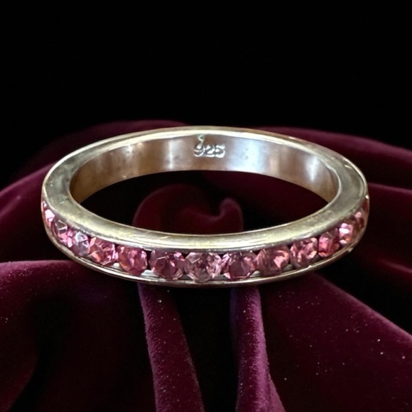 Jewelry - 925 Silver Band with Pink Cubic Zirconia